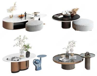 现代茶几组合3D模型下载